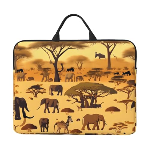Afrikanische Graslandtiere, 14-Zoll-Laptop-Tasche mit stoßfestem Futter und tragbarem Design, geeignet für den geschäftlichen und täglichen Gebrauch. von Bjyccar