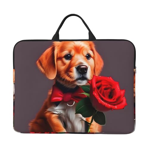 Bjyccar Gentleman-Like Dog 14-Zoll-Laptop-Tasche mit stoßfestem Futter und tragbarem Design, geeignet für Business und Alltag. von Bjyccar