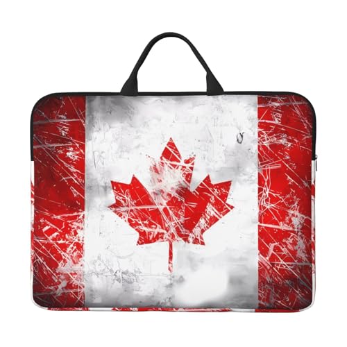 Bjyccar Laptoptasche mit 14 Zoll (35,6 cm) Retro, Motiv: Kanada-Flagge, stoßfestes Futter und tragbares Design, geeignet für Business und den täglichen Gebrauch. von Bjyccar