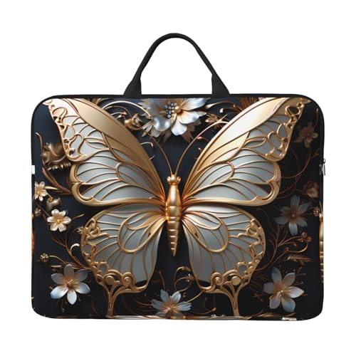 Bjyccar Laptoptasche mit Schmetterlingen, 35,6 cm (14 Zoll), mit stoßfestem Futter und tragbarem Design, geeignet für den geschäftlichen und täglichen Gebrauch. von Bjyccar
