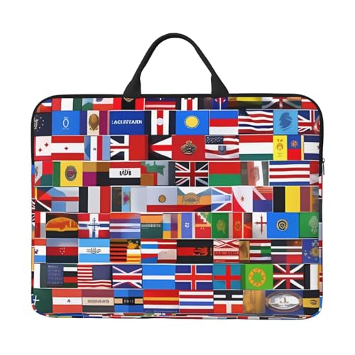 Bjyccar Laptoptasche mit verschiedenen Flaggen, 35,6 cm (14 Zoll), mit stoßfestem Futter und tragbarem Design, geeignet für den geschäftlichen und täglichen Gebrauch. von Bjyccar