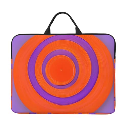 Bjyccar Orange Circle Center 14-Zoll-Laptop-Tasche mit stoßfestem Futter und tragbarem Design, geeignet für den geschäftlichen und täglichen Gebrauch. von Bjyccar