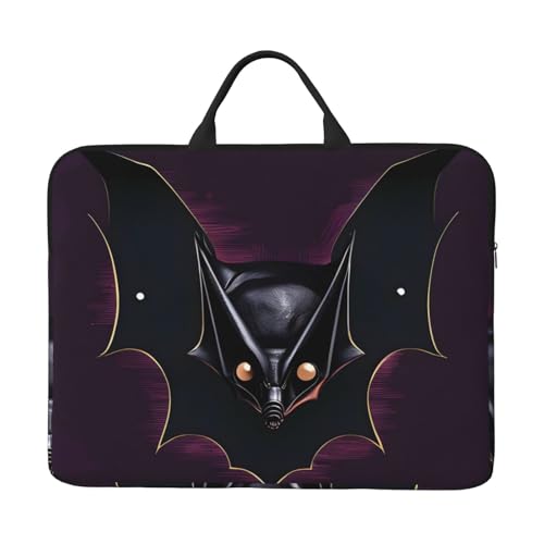 Bjyccar Schwarze Ghost Bat 14-Zoll-Laptop-Tasche mit stoßfestem Futter und tragbarem Design, geeignet für Business und Alltag. von Bjyccar