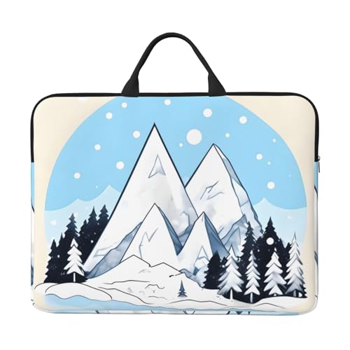 Bjyccar Snow-Capped Mountains 14-Zoll-Laptop-Tasche mit stoßfestem Futter und tragbarem Design, geeignet für den geschäftlichen und täglichen Gebrauch. von Bjyccar
