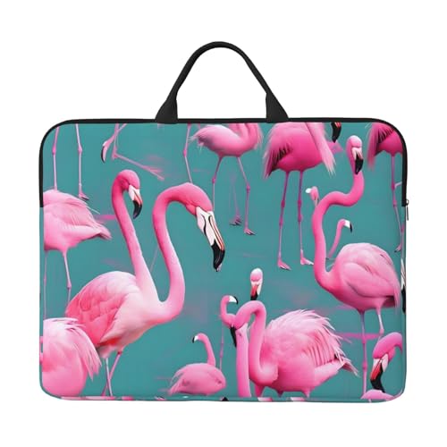 Eine Flamingo-Laptop-Tasche mit stoßfestem Futter und tragbarem Design, geeignet für den geschäftlichen und täglichen Gebrauch. von Bjyccar