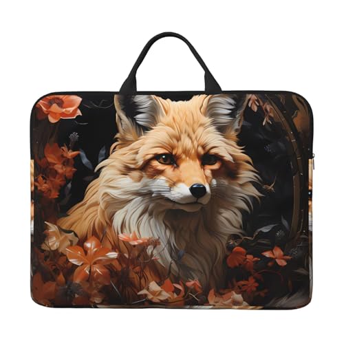 Fox And Flowers Laptoptasche mit stoßfestem Futter und tragbarem Design, geeignet für Business und den täglichen Gebrauch. von Bjyccar