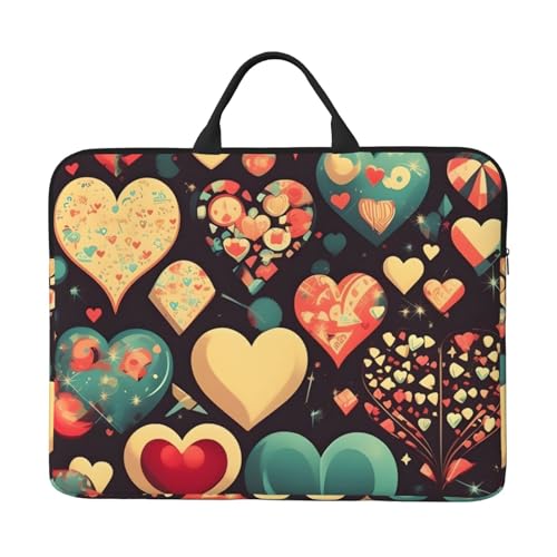 Heart Crush Flower 14-Zoll-Laptop-Tasche mit stoßfestem Futter und tragbarem Design, geeignet für den geschäftlichen und täglichen Gebrauch. von Bjyccar