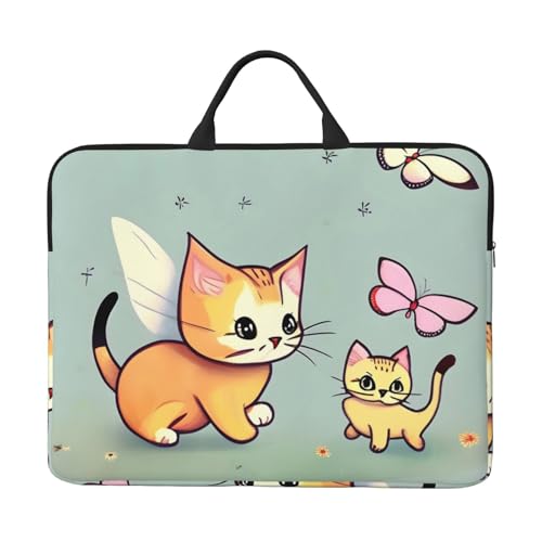 Kitten Butterfly 14-Zoll-Laptop-Tasche mit stoßfestem Futter und tragbarem Design, geeignet für Business und Alltag. von Bjyccar