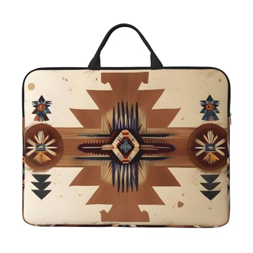 Laptoptasche mit Indianer-Muster, 35,6 cm (14 Zoll), mit stoßfestem Futter und tragbarem Design, geeignet für den geschäftlichen und täglichen Gebrauch. von Bjyccar