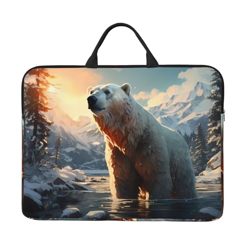 Polar Bear In Winter 14 Zoll Laptoptasche mit stoßfestem Futter und tragbarem Design, geeignet für Business und Alltag. von Bjyccar