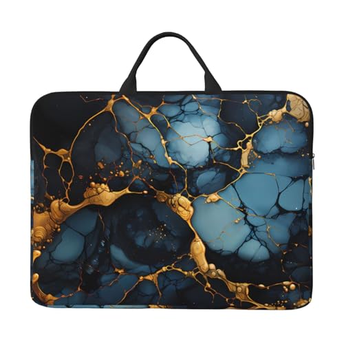 Schwarz-goldfarbene 14-Zoll-Laptop-Tasche mit stoßfestem Futter und tragbarem Design, geeignet für den geschäftlichen und täglichen Gebrauch. von Bjyccar