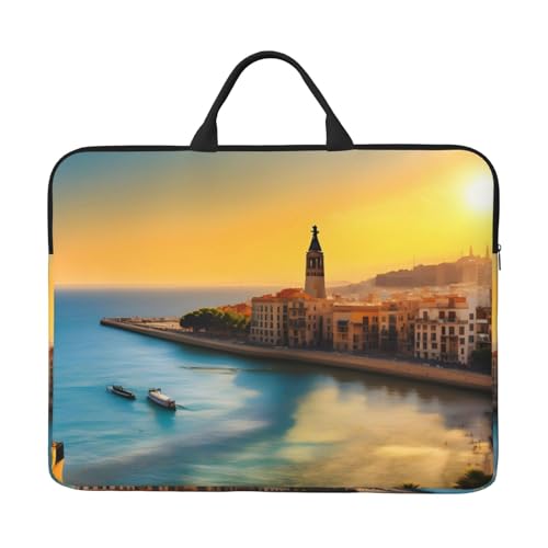 Sunset In Barcelona 14-Zoll-Laptop-Tasche mit stoßfestem Futter und tragbarem Design, geeignet für Business und Alltag. von Bjyccar