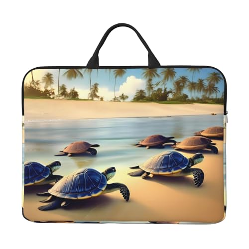 Turtles On The Beach 14-Zoll-Laptop-Tasche mit stoßfestem Futter und tragbarem Design, geeignet für Business und den täglichen Gebrauch. von Bjyccar