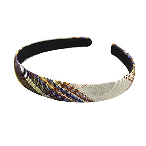 1 Stück Vintage Haarreif Kariertes Haarband Kariert Kopfband Mädchen Haarbänder Stoff Haarbänder Mädchen Karierten Stirnbänder Vintage Haarreif Yoga Headband Retro Stirnband für (1B-yellow, One Size) von Bkazwe