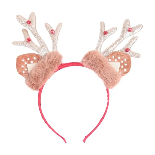 1 Stücke Karneval Stirnband Phantasie Neuheit Rentier Geweih Kopfbedeckung Haarband Karneval Zubehör Dekorationen Geschenke für Kinder Erwachsene Haarschmuck für party Karneval (Gold, One Size) von Bkazwe