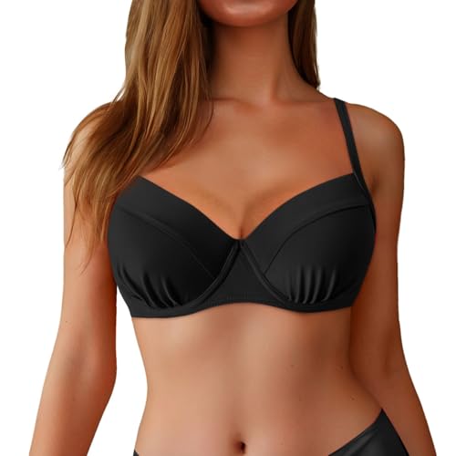 Bikini Oberteil Push Up Bikinioberteile Schwarz für Damen Große Brüste Wickeloptik Bademoden Sexy Bikini Top Gepolstert Sommer Strand Swimsuits Bikini Oberteil Push Up Bikinioberteile Schwarz für Damen Große Brüste Wickeloptik Bademoden Sexy Bikini Top Gepolstert Sommer Strand Swimsuits von Bkazwe