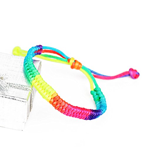 Bkazwe Geflochtene Freundschaftsarmbänder Einstellbares Handgelenk Armband Für Männer Frauen Damenarmband Geflochten Regenbogen Armband Paracord Armband Regenbogen Stoffband (Multicolor, One Size) von Bkazwe