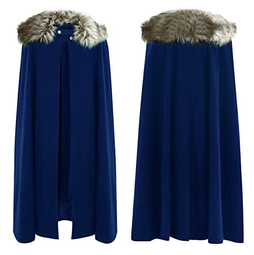 Bkazwe Unisex-Umhang für Erwachsene Fellkragen Umhang Mittelalter Gothic Vintage Poncho Cape Pelzkragen Winter Warm Lange Cardigan Mantel, Männer Winddichte Winterjacke Halloween Cosplay Kostüm von Bkazwe