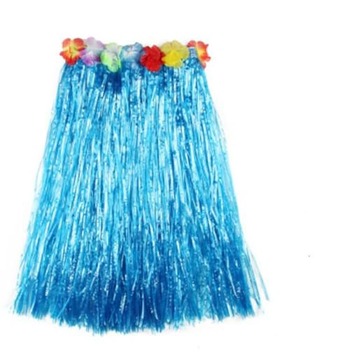 Hulä Party Bastrock 30cm Lang Hawaii Outfit Damen Hawaii Kleid Damen Tänzerin Kostüm für Sommer, Beachparty Deko - Hawaii Röcke Hawaii Mottöparty Kostüme Set (Blue, 60) von Bkazwe
