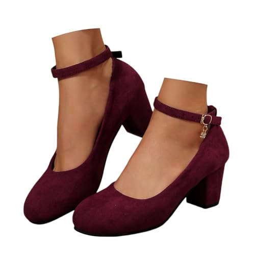 Pumps Damen High Heels Hochzeitsschuhe Mary Jane Schuhe Damenschuhe Elegant Und Bequem Absatzschuhe Kleid Schuhe Mit Blockabsatz Abendschuhe Brautschuhe mit Elastischem Bund von Bkazwe