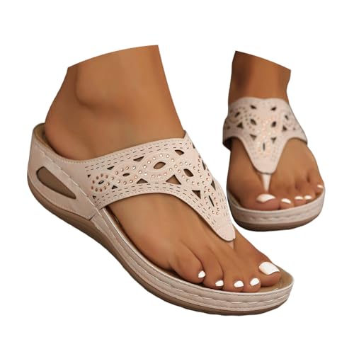 Sandalen Damen Orthopädische Modische Pantoletten Boho Flip Flops Zehentrenner Weiche Sohle rutschfest Sandaletten Flach Flip Flops Bequem Sandalen Freizeit Strandschuhe Sandalen Damen Orthopädische Modische Pantoletten Boho Flip Flops Zehentrenner Weiche Sohle rutschfest Sandaletten Flach Flip Flops Bequem Sandalen Freizeit Strandschuhe von Bkazwe