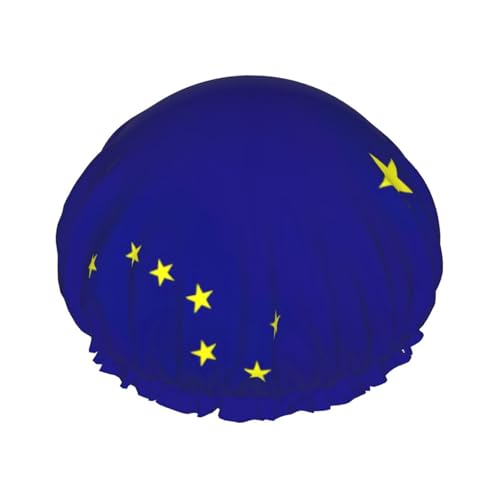 Badehaube mit Alaska-Staatsflaggen-Druck, doppellagig, Duschhaube für Damen und Herren, wiederverwendbar, leicht, weich Badehaube mit Alaska-Staatsflaggen-Druck, doppellagig, Duschhaube für Damen und Herren, wiederverwendbar, leicht, weich von Bkdogkt