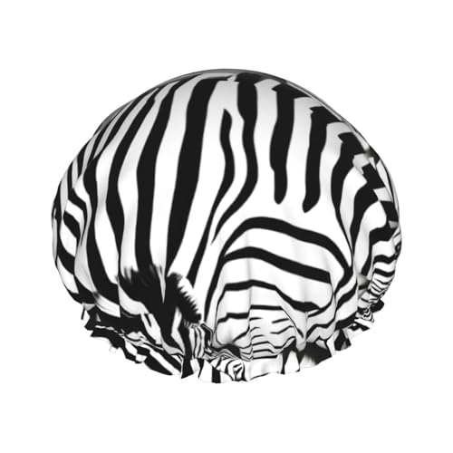Badehaube mit Zebramuster, doppellagig, Duschhaube für Damen und Herren, wiederverwendbar, leicht, weich Badehaube mit Zebramuster, doppellagig, Duschhaube für Damen und Herren, wiederverwendbar, leicht, weich von Bkdogkt