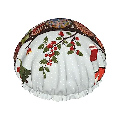 Badehaube mit niedlichem Eulen-Design auf Ast, doppellagig, für Damen und Herren, wiederverwendbar, leicht, weich von Bkdogkt