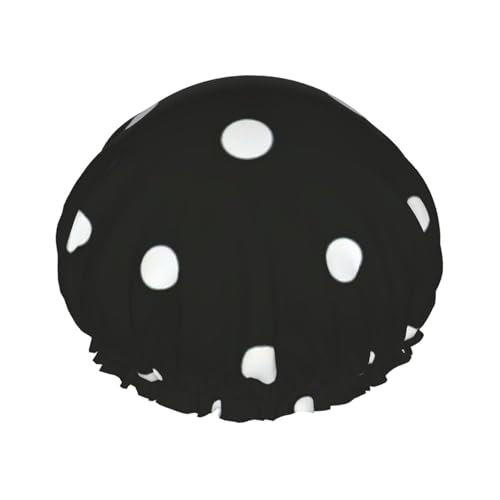 Badehaube mit schwarz-weißem Punktemuster, doppellagig, für Damen und Herren, wiederverwendbar, leicht, weich Badehaube mit schwarz-weißem Punktemuster, doppellagig, für Damen und Herren, wiederverwendbar, leicht, weich von Bkdogkt