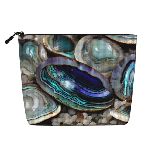 Bkdogkt Abalone Arbeitstasche mit Perlmutt-Aufdruck, einlagig, Make-up-Tasche, Reise-Kosmetik-Organizer, großes Fassungsvermögen, Schwarz, Einheitsgröße von Bkdogkt