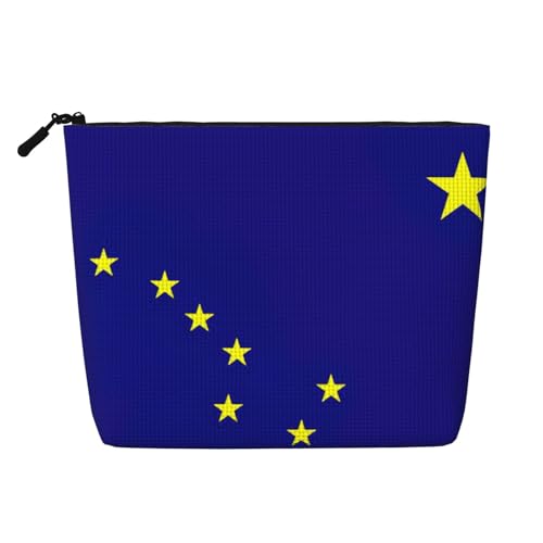Bkdogkt Arbeitstasche mit Alaska-Flagge, einlagig, Make-up-Tasche, Reise-Kosmetik-Organizer, großes Fassungsvermögen, Schwarz, Einheitsgröße von Bkdogkt