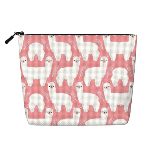 Bkdogkt Arbeitstasche mit Alpaka-Lama-Druck, einlagig, Make-up-Tasche, Reise-Kosmetik-Organizer, großes Fassungsvermögen, Schwarz, Einheitsgröße von Bkdogkt