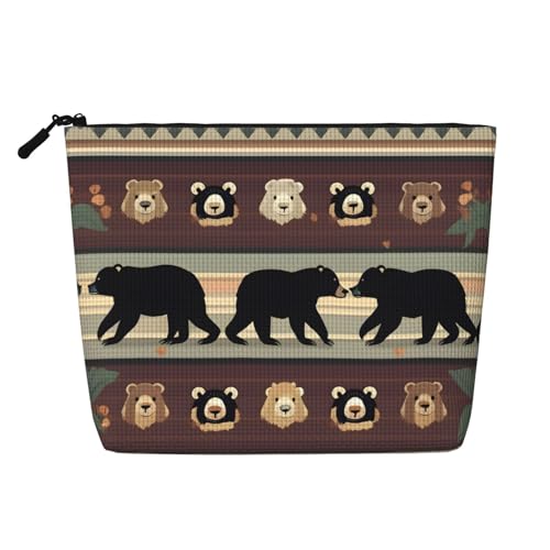 Bkdogkt Arbeitstasche mit Bären-Aufdruck, einlagig, Make-up-Tasche, Reise-Kosmetik-Organizer, großes Fassungsvermögen, Schwarz, Einheitsgröße von Bkdogkt