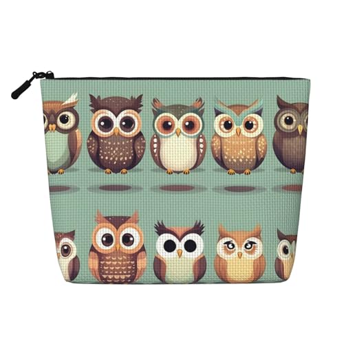 Bkdogkt Arbeitstasche mit Cartoon-Eulen-Motiv, einlagig, Reise-Kosmetik-Organizer, großes Fassungsvermögen, Schwarz, Einheitsgröße von Bkdogkt