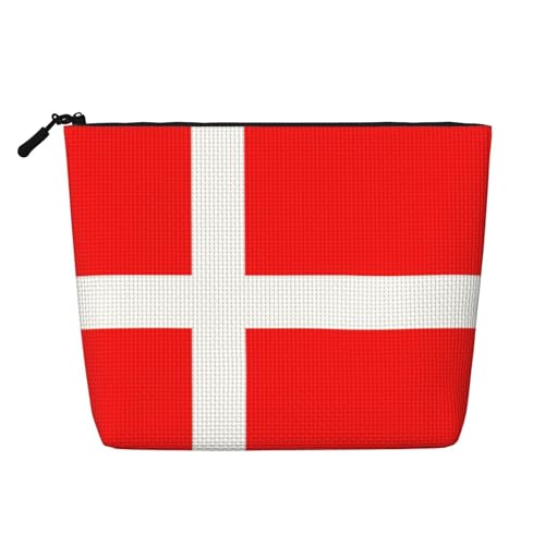 Bkdogkt Arbeitstasche mit Dänemark-Flagge, einlagig, Make-up-Tasche, Reise-Kosmetik-Organizer, großes Fassungsvermögen, Schwarz, Einheitsgröße von Bkdogkt