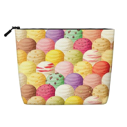 Bkdogkt Arbeitstasche mit Eiscreme-Aufdruck, einlagig, Make-up-Tasche, Reise-Kosmetik-Organizer, großes Fassungsvermögen, Schwarz, Einheitsgröße von Bkdogkt