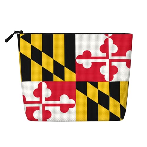 Bkdogkt Arbeitstasche mit Flaggenmotiv von Maryland, einlagig, Reise-Kosmetik-Organizer, großes Fassungsvermögen, Schwarz, Einheitsgröße von Bkdogkt