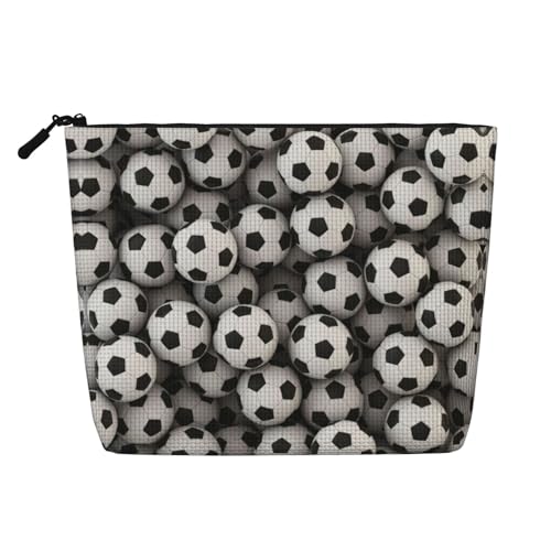 Bkdogkt Arbeitstasche mit Fußball-Motiv, einlagig, Make-up-Tasche, Reise-Kosmetik-Organizer, großes Fassungsvermögen, Schwarz, Einheitsgröße von Bkdogkt