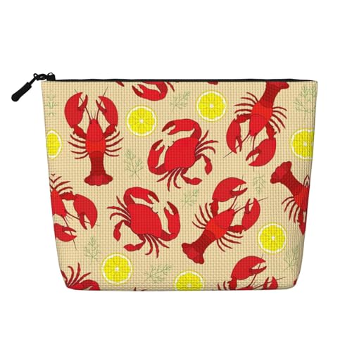 Bkdogkt Arbeitstasche mit Hummer- und Krabbenmuster, einlagig, Make-up-Tasche, Reise-Kosmetik-Organizer, großes Fassungsvermögen, Schwarz, Einheitsgröße von Bkdogkt