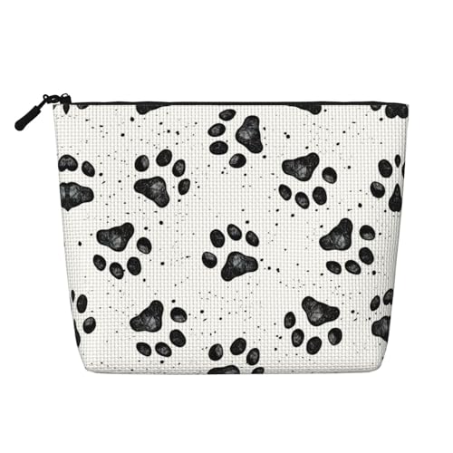 Bkdogkt Arbeitstasche mit Hundepfotenmuster, einlagig, Make-up-Tasche, Reise-Kosmetik-Organizer, großes Fassungsvermögen, Schwarz, Einheitsgröße von Bkdogkt