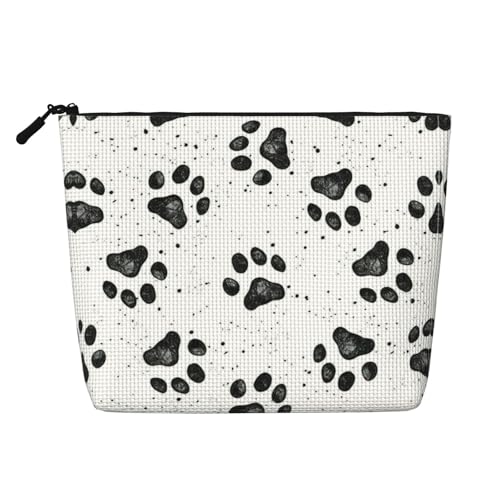 Bkdogkt Arbeitstasche mit Hundepfotenmuster, einlagig, Make-up-Tasche, Reise-Kosmetik-Organizer, großes Fassungsvermögen, Schwarz, Einheitsgröße von Bkdogkt