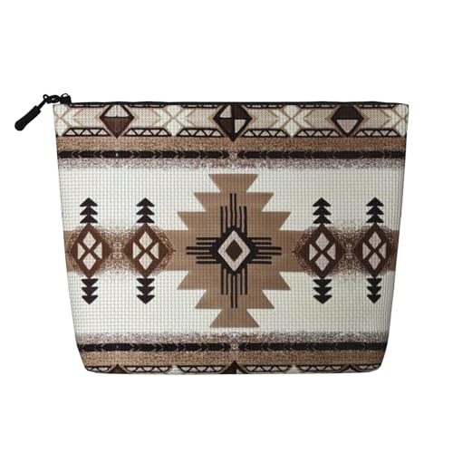 Bkdogkt Arbeitstasche mit Indianeraufdruck, einlagig, Make-up-Tasche, Reise-Kosmetik-Organizer, großes Fassungsvermögen, Schwarz, Einheitsgröße von Bkdogkt
