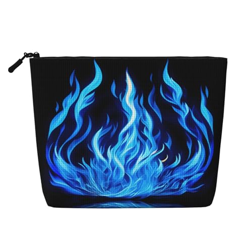 Bkdogkt Arbeitstasche mit Indigo-Flammendruck, einlagig, Make-up-Tasche, Reise-Kosmetik-Organizer, großes Fassungsvermögen, Schwarz, Einheitsgröße von Bkdogkt