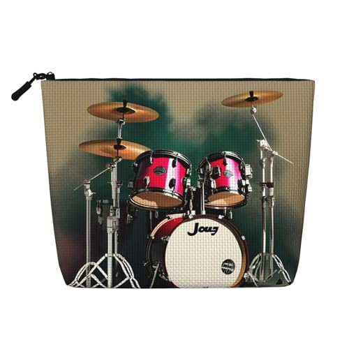 Bkdogkt Arbeitstasche mit Jazz-Trommel-Druck, einlagig, Make-up-Tasche, Reise-Kosmetik-Organizer, großes Fassungsvermögen, Schwarz, Einheitsgröße von Bkdogkt