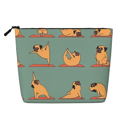 Bkdogkt Arbeitstasche mit Mops-Aufdruck, einlagig, Make-up-Tasche, Reise-Kosmetik-Organizer, großes Fassungsvermögen, Schwarz, Einheitsgröße von Bkdogkt