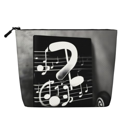 Bkdogkt Arbeitstasche mit Musiknoten-Druck, einlagig, Make-up-Tasche, Reise-Kosmetik-Organizer, großes Fassungsvermögen, Schwarz / Weiß, Schwarz, Einheitsgröße von Bkdogkt