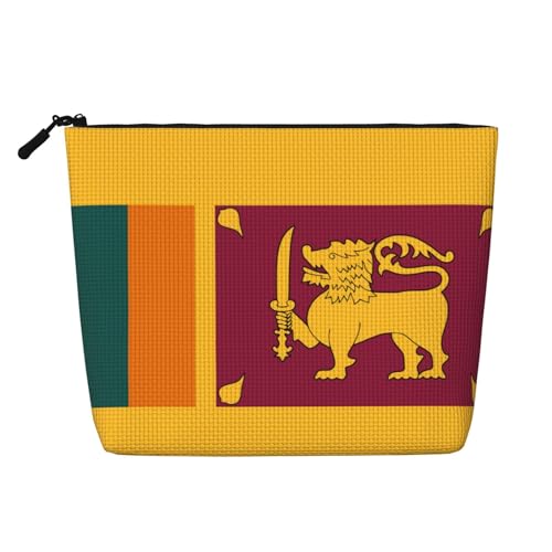 Bkdogkt Arbeitstasche mit Sri Lanka-Flagge, einlagig, Make-up-Tasche, Reise-Kosmetik-Organizer, großes Fassungsvermögen, Schwarz, Einheitsgröße von Bkdogkt
