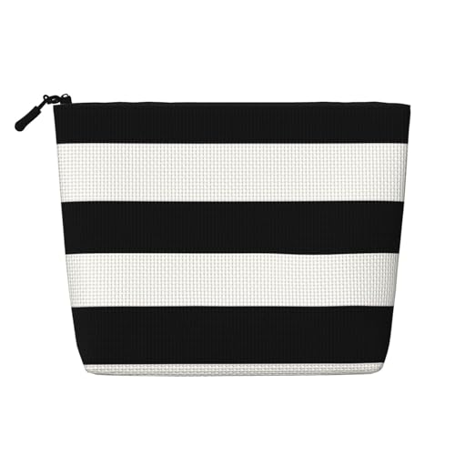 Bkdogkt Arbeitstasche mit Streifen, einlagig, Reise-Kosmetik-Organizer, großes Fassungsvermögen, Schwarz / Weiß, Schwarz, Einheitsgröße von Bkdogkt