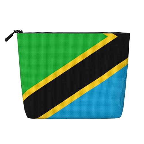 Bkdogkt Arbeitstasche mit Tansania-Flagge, einlagig, Make-up-Tasche, Reise-Kosmetik-Organizer, großes Fassungsvermögen, Schwarz, Einheitsgröße von Bkdogkt