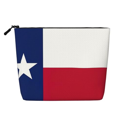 Bkdogkt Arbeitstasche mit Texas-Flagge, einlagig, Make-up-Tasche, Reise-Kosmetik-Organizer, großes Fassungsvermögen, Schwarz, Einheitsgröße von Bkdogkt